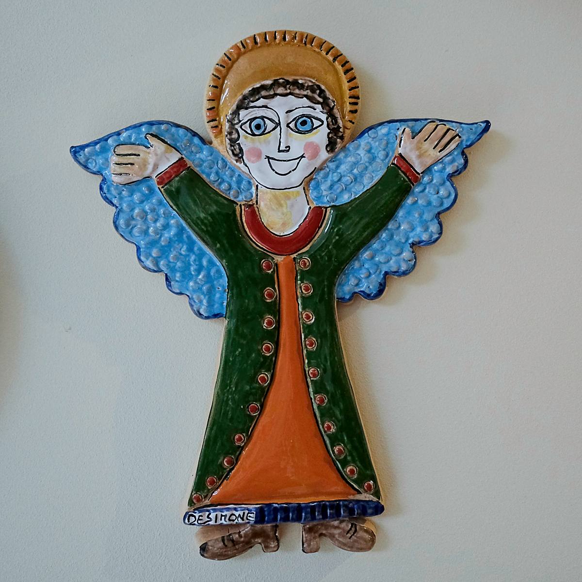 A painted angel with outstretched wings